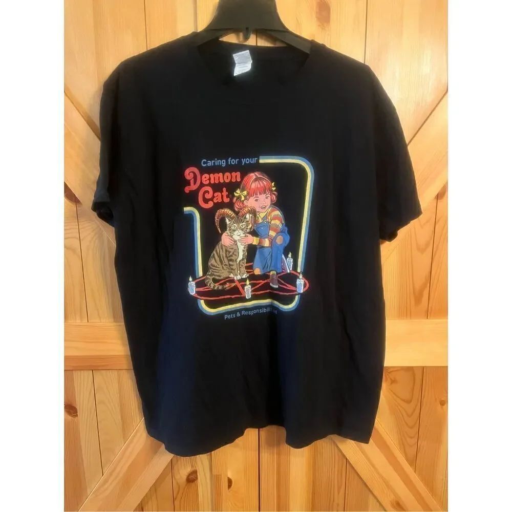 Demon cat shirt black size XL (4515)
